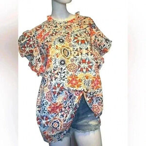 Unbranded Floral Printed Ruffle Puff Sleeve Size Medium.